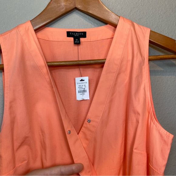 NWT Talbots Petite Coral V-Neck Poplin Functional Wrap Midi Dress Size 2P Preppy - Picture 13 of 16